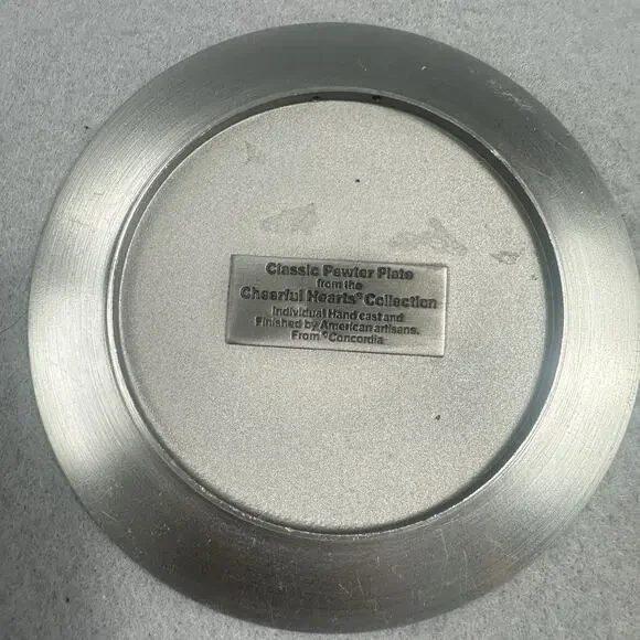 Vintage Pewter Nativity Plate Baby Jesus Shepherd Scene Cottagecore RARE 4” USA - Picture 5 of 10